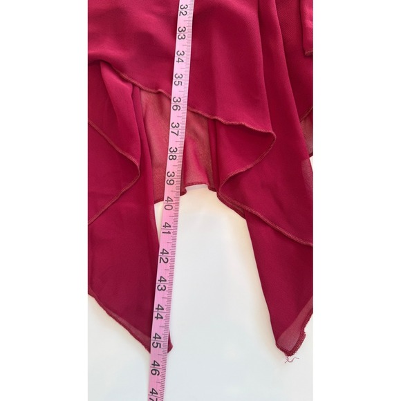 EVER PRETTY Chiffon Burgundy Ruched Waist Pixie Asymmetric Hem Dress 8 Faerie - Picture 10 of 10